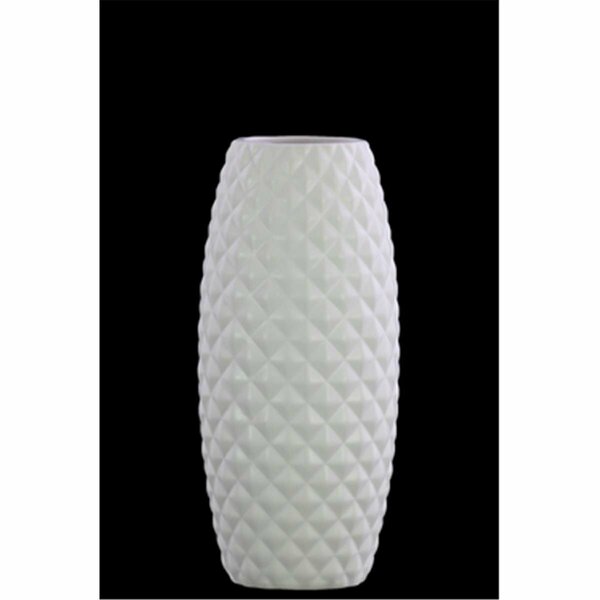 Urban Trends Collection Stoneware Cylindrical Vase with Wide Mouth, White 31851